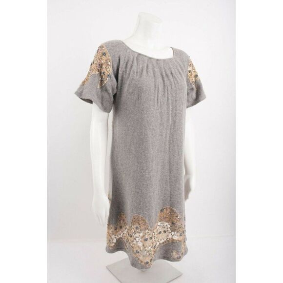 Manoush Womans Gray Sweater Dress Size XS Wool cashmere Lace Sequins Beads - Picture 5 of 6
